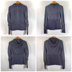 Lululemon Dance Studio Jacket Size 8 Gray Reversable Hoodie Full Zip *READ*